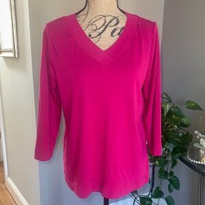 Chico's Fuchsia V-Neck three quarter Sleeves NWOT